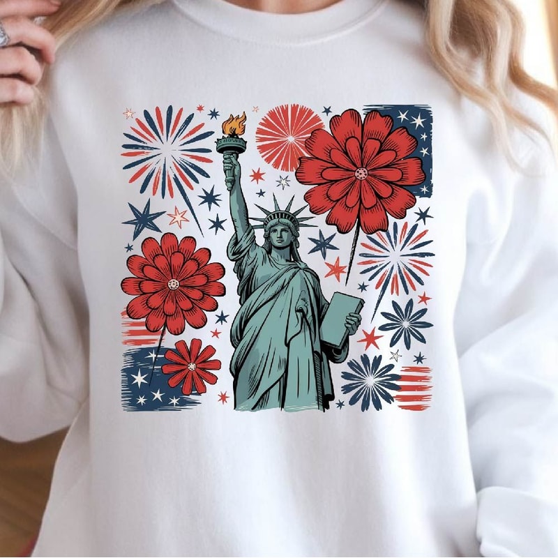 4th Of July Statue Of Liberty America Graphic Tee 0