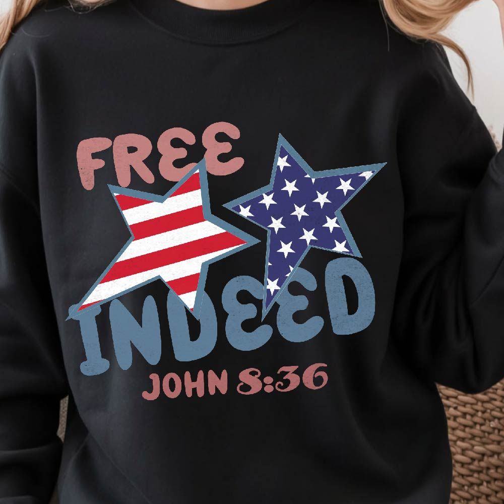 4th Of July Bible Verse Free Indeed Patriotic Graphic Tee 0