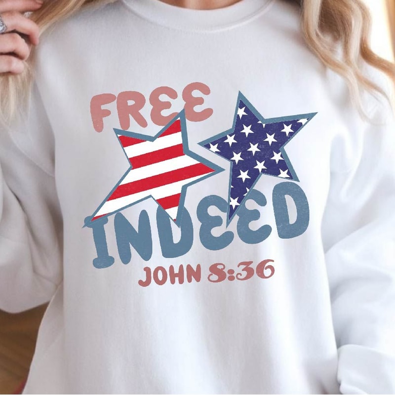4th Of July Bible Verse Free Indeed Patriotic Graphic Tee 3