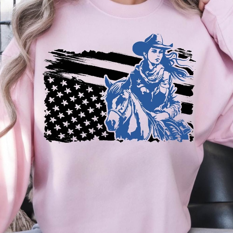 Western American Flag 4th Of July Patriotic Graphic Tee 0