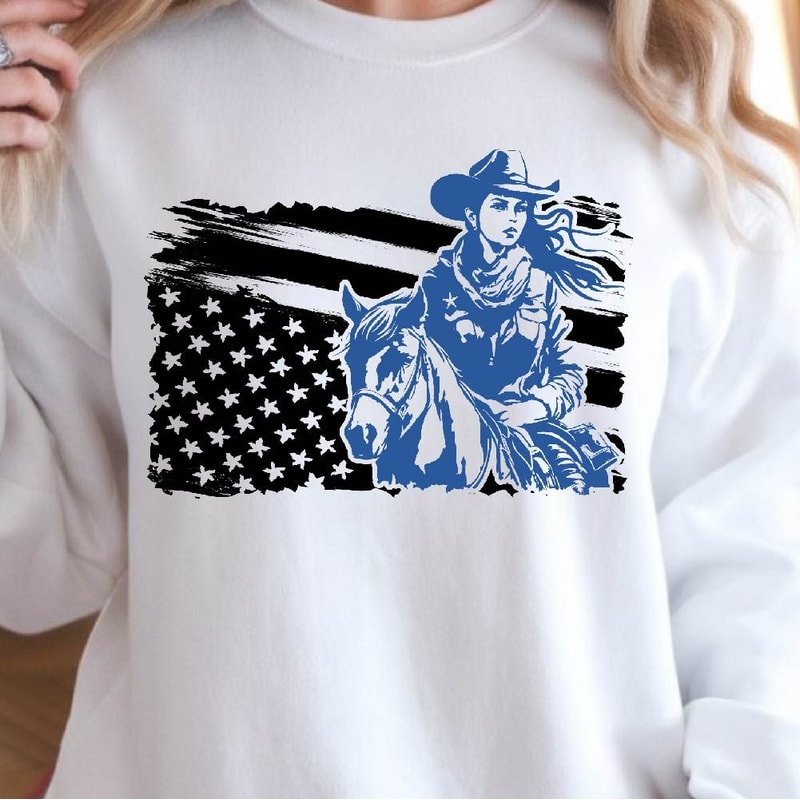 Western American Flag 4th Of July Patriotic Graphic Tee 1