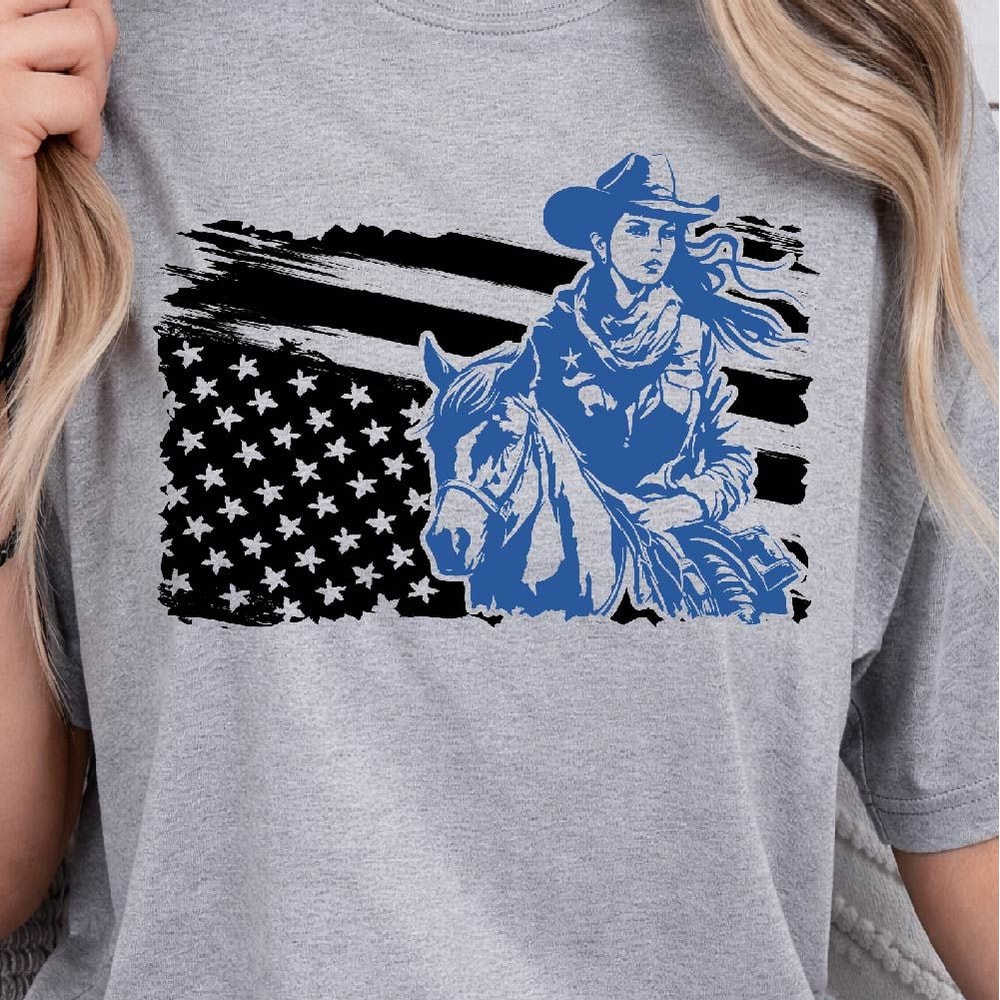 Western American Flag 4th Of July Patriotic Graphic Tee 2