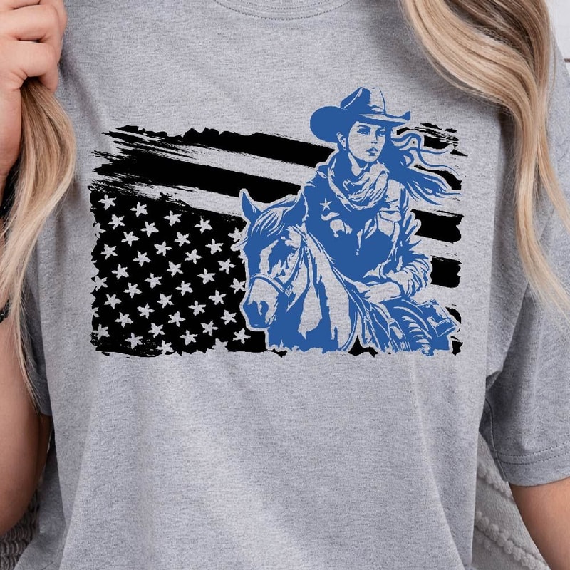 Western American Flag 4th Of July Patriotic Graphic Tee 2