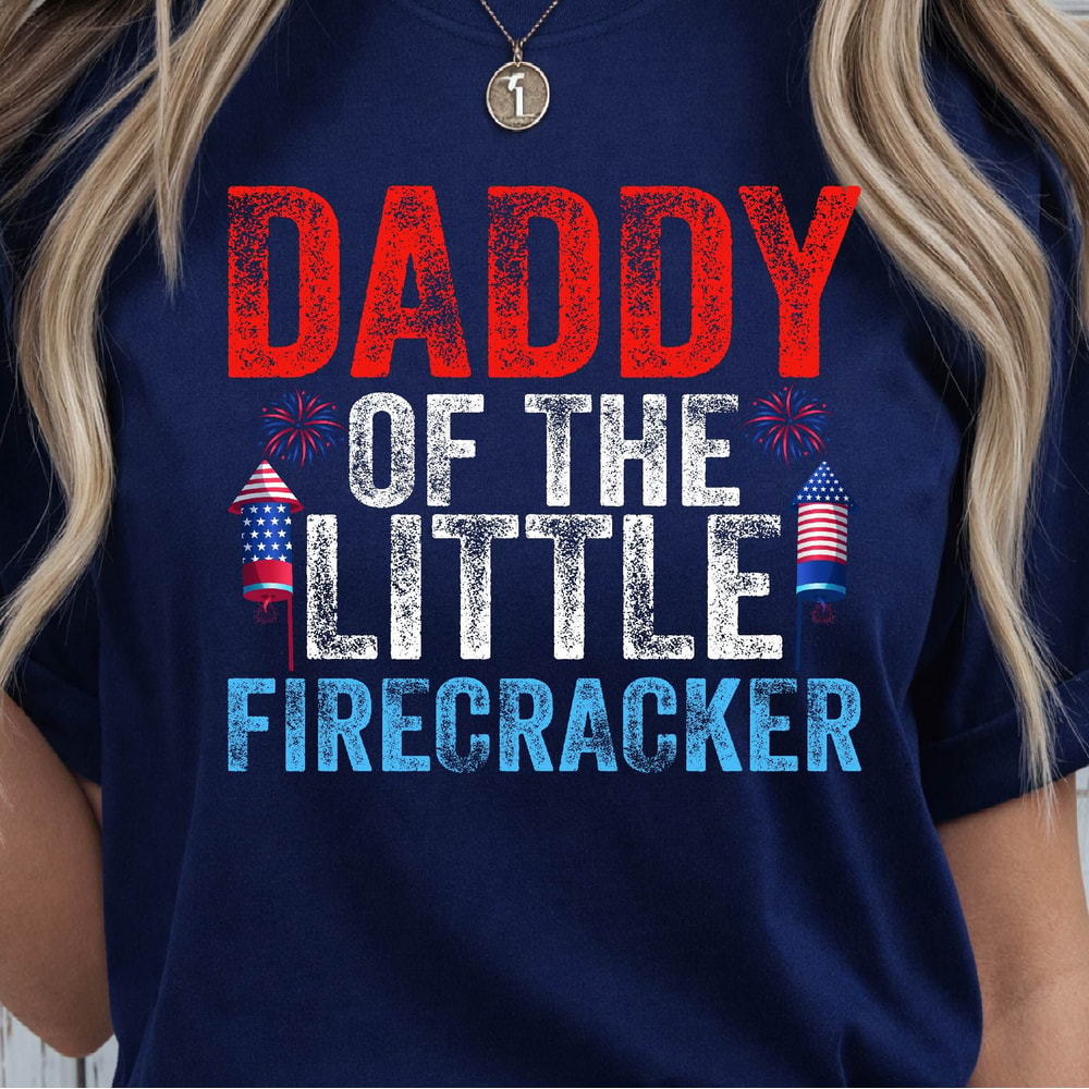 Daddy Of The Little Firecracker 4th Of July Patriotic Graphic Tee 2
