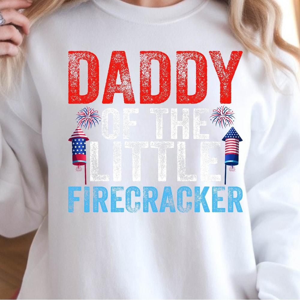 Daddy Of The Little Firecracker 4th Of July Patriotic Graphic Tee 3
