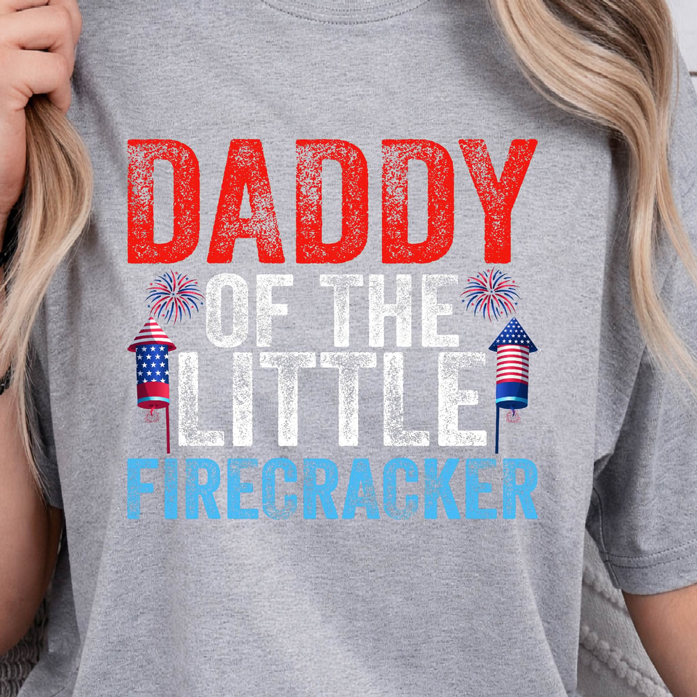 Daddy Of The Little Firecracker 4th Of July Patriotic Graphic Tee 4
