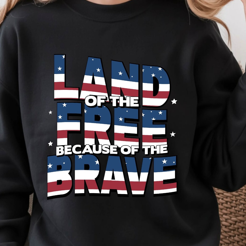 Land Of The Brave 4th Of July Patriotic Graphic Tee 3