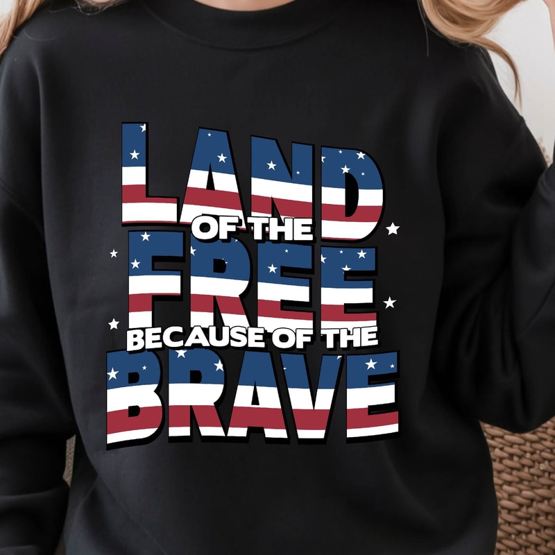 Land Of The Brave 4th Of July Patriotic Graphic Tee 3