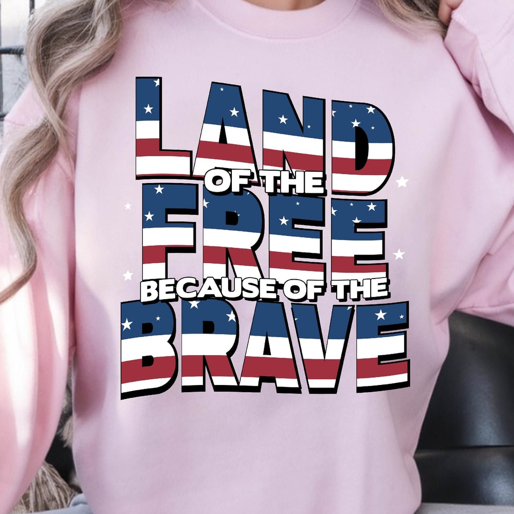 Land Of The Brave 4th Of July Patriotic Graphic Tee 1