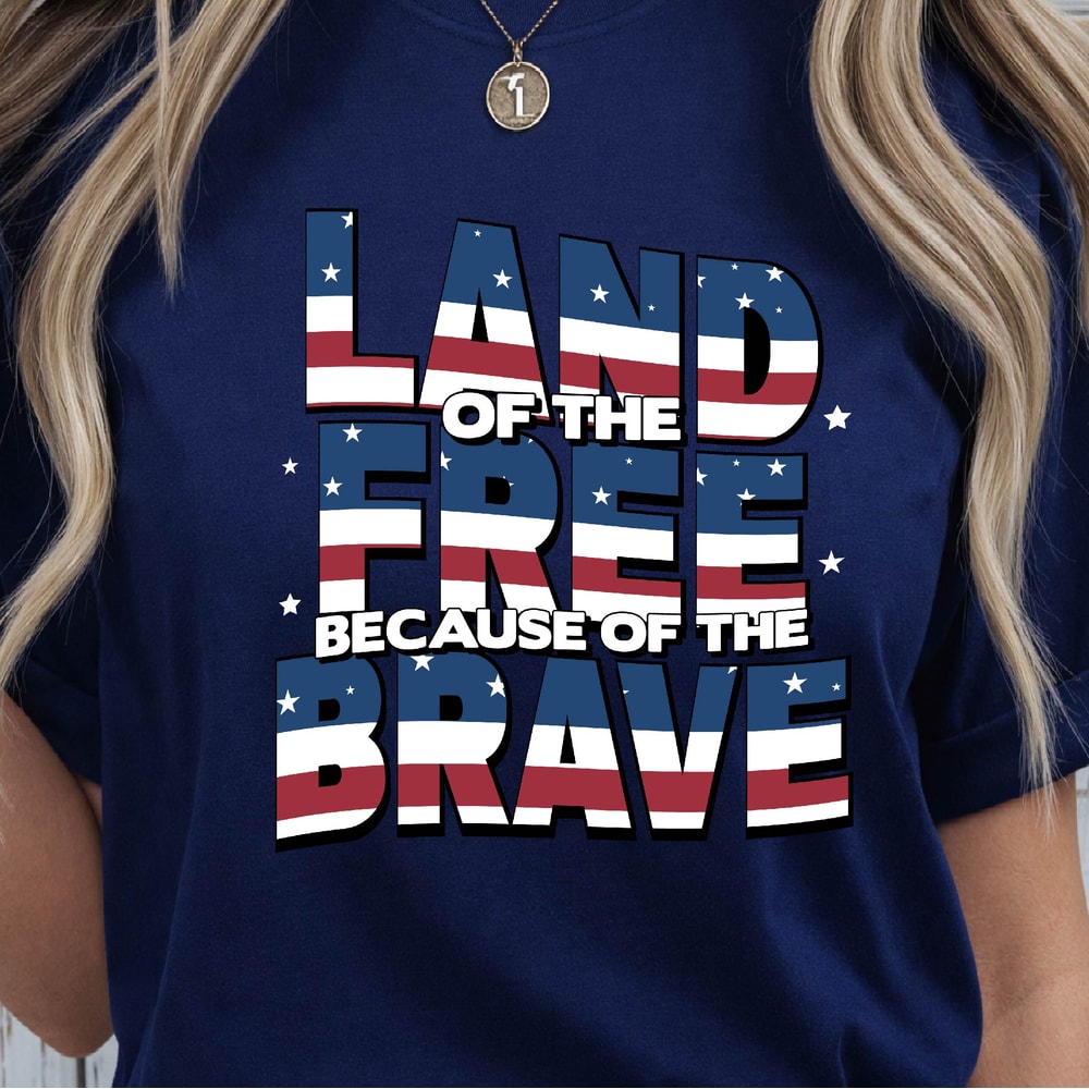 Land Of The Brave 4th Of July Patriotic Graphic Tee 4