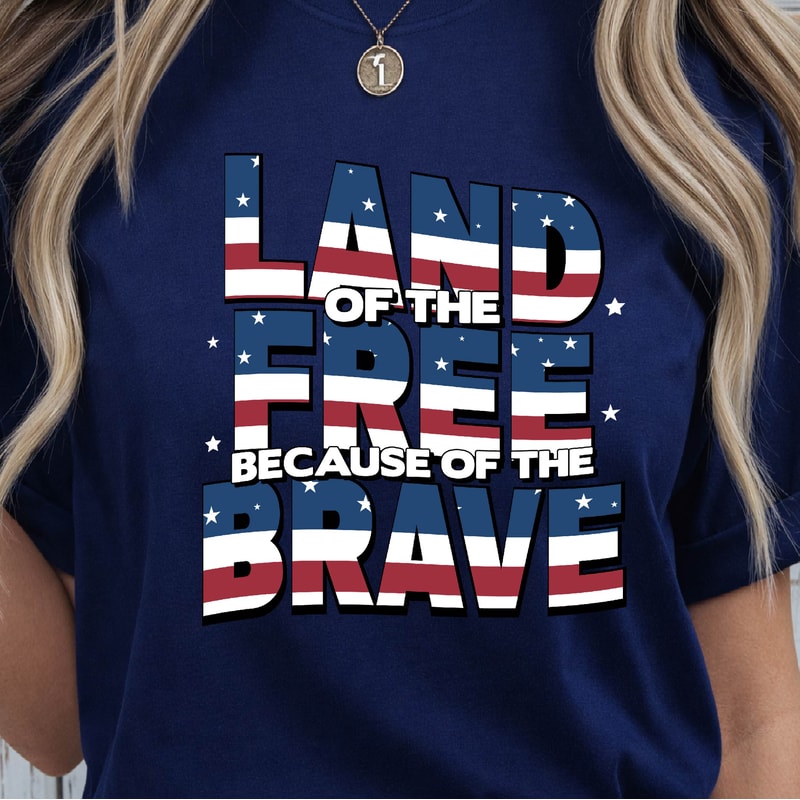 Land Of The Brave 4th Of July Patriotic Graphic Tee 4