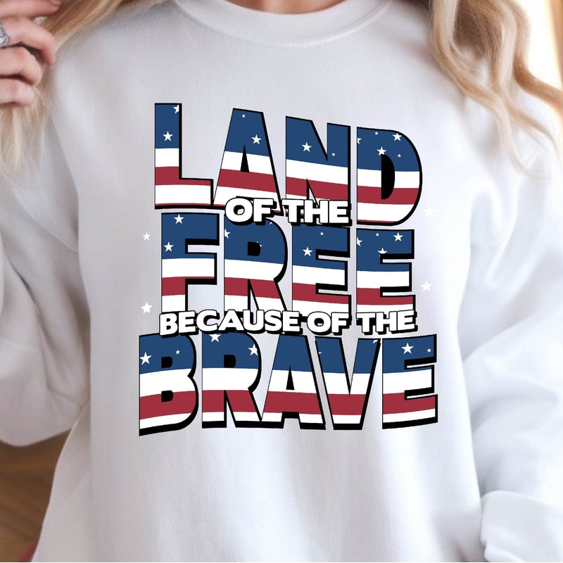 Land Of The Brave 4th Of July Patriotic Graphic Tee 0