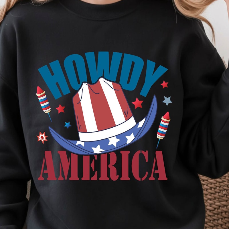 4th Of July America Howdy Patriotic Graphic Tee 1