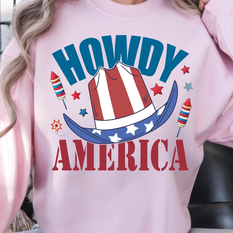 4th Of July America Howdy Patriotic Graphic Tee 2