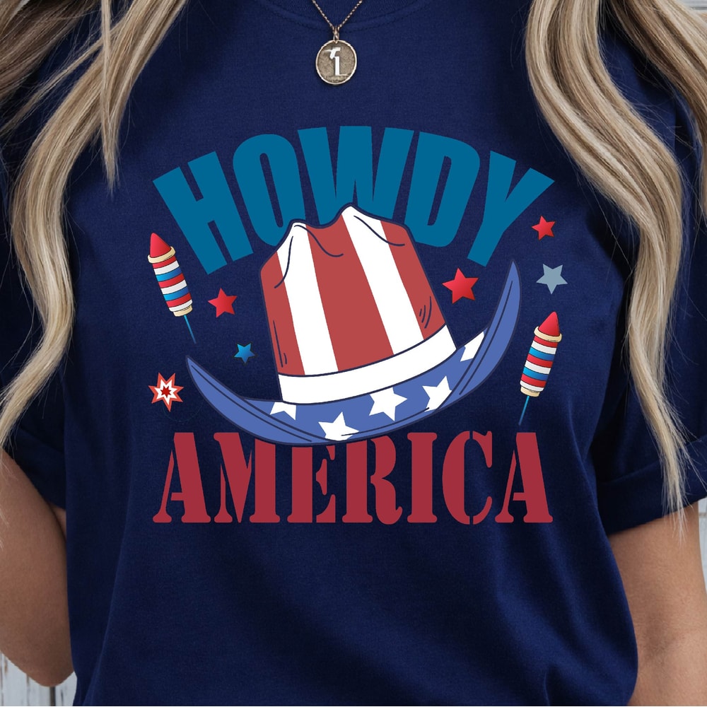 4th Of July America Howdy Patriotic Graphic Tee 3