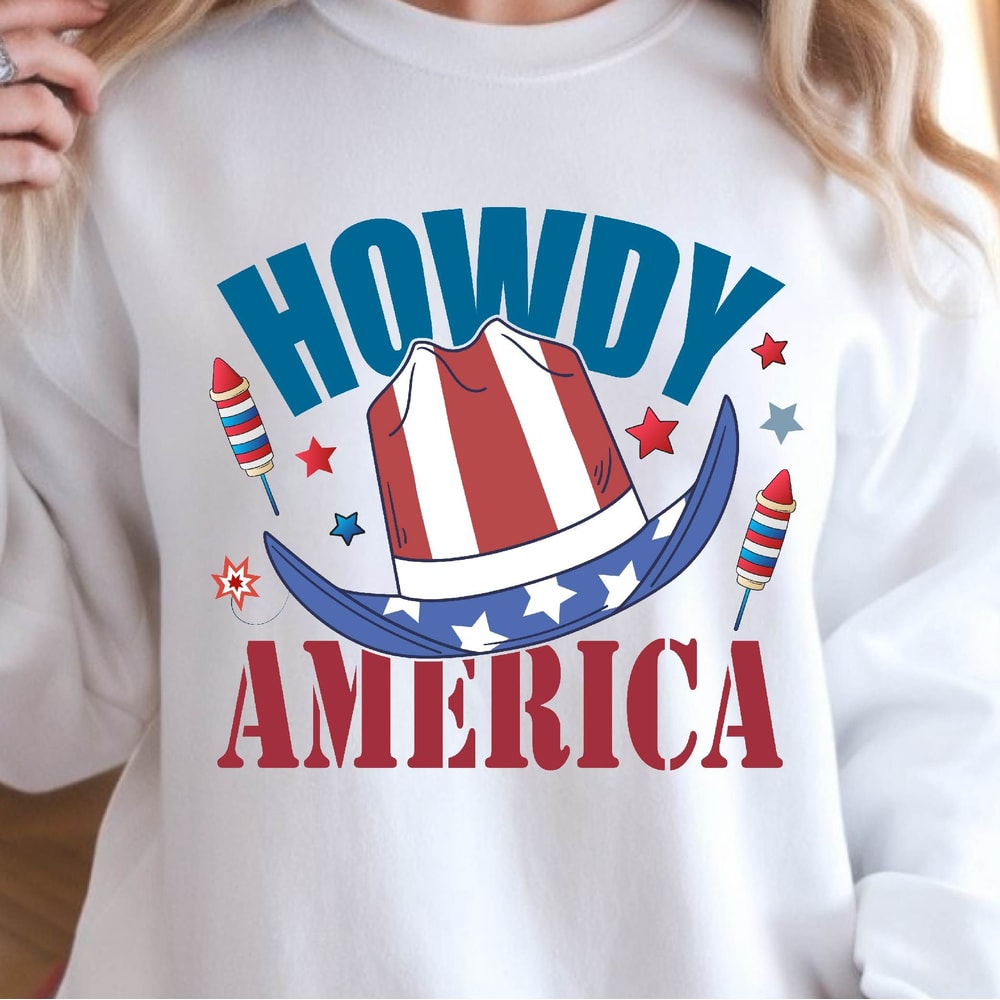 4th Of July America Howdy Patriotic Graphic Tee 0
