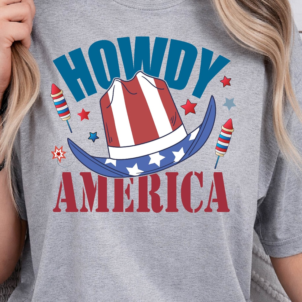 4th Of July America Howdy Patriotic Graphic Tee 4