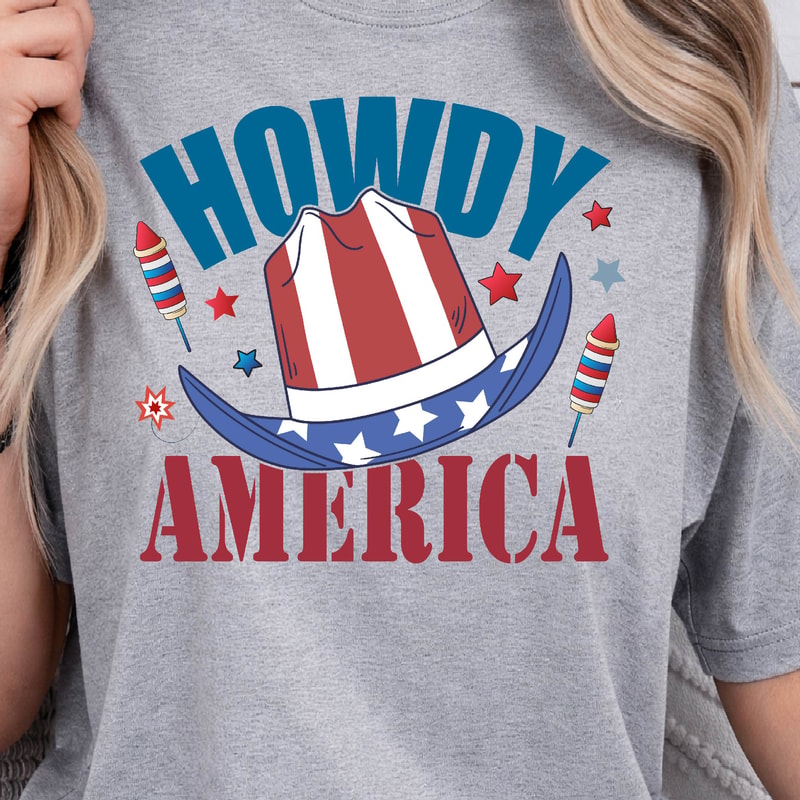 4th Of July America Howdy Patriotic Graphic Tee 4