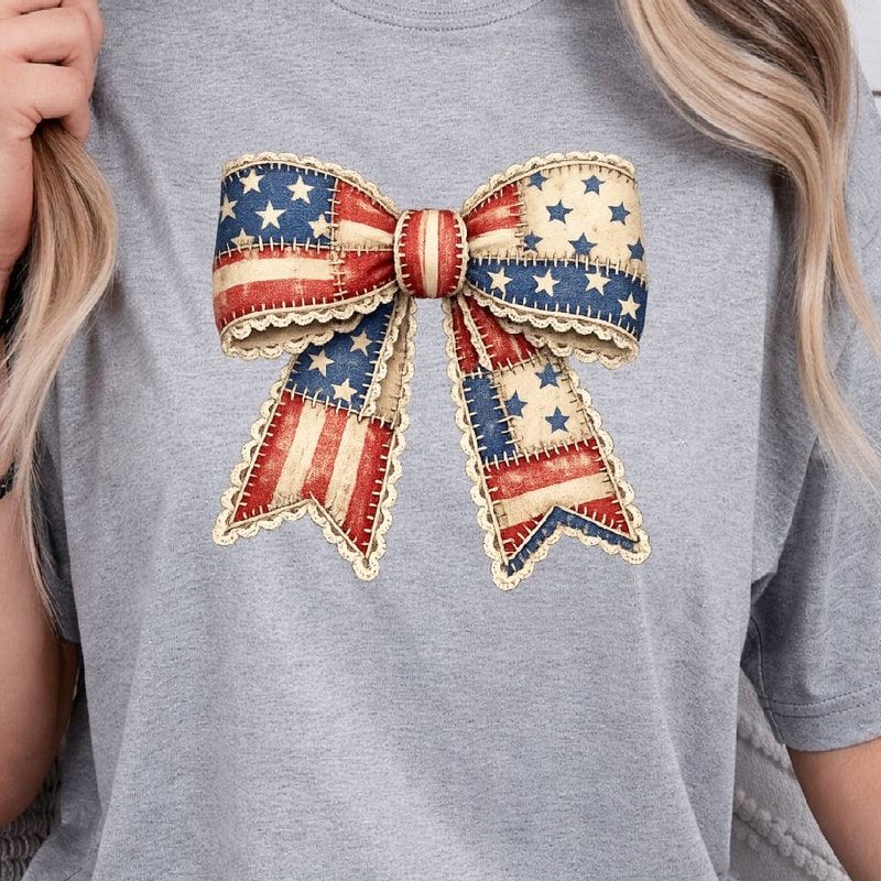 Patriotic Coquette Bow 4th Of July Hair Bow American Flag Hair Accessory 1