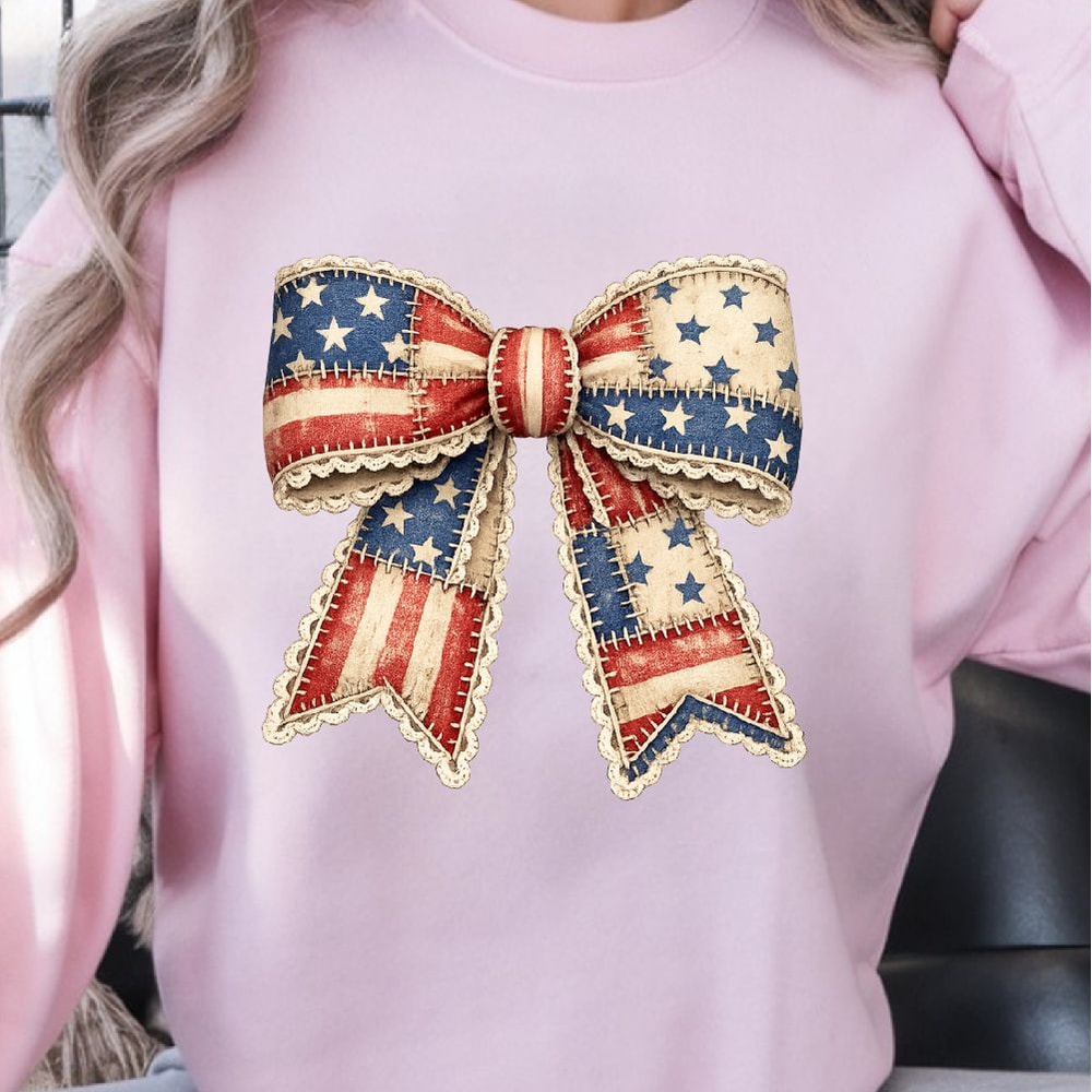 Patriotic Coquette Bow 4th Of July Hair Bow American Flag Hair Accessory 2