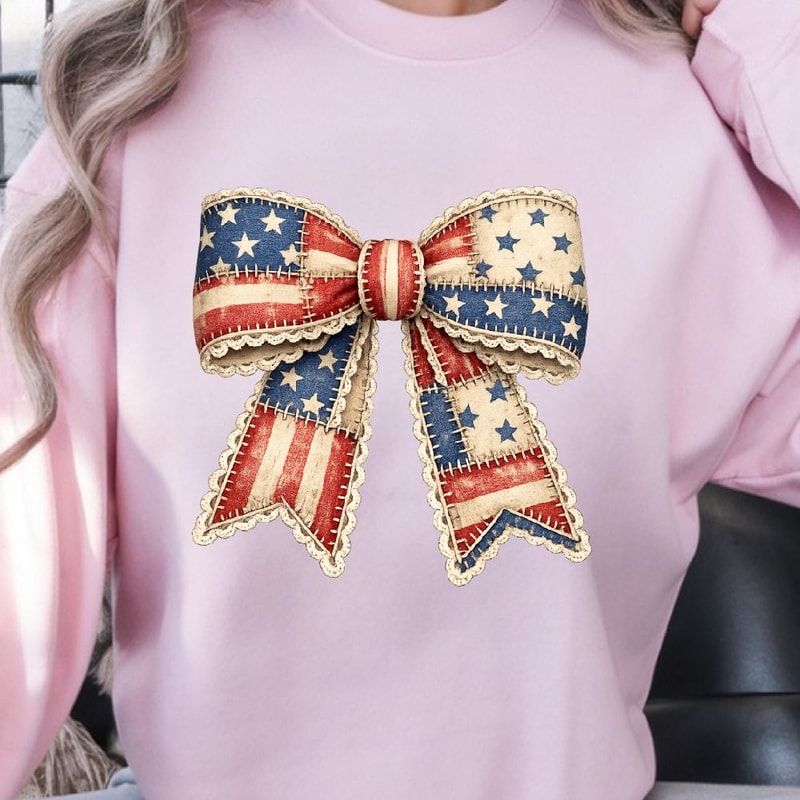 Patriotic Coquette Bow 4th Of July Hair Bow American Flag Hair Accessory 2