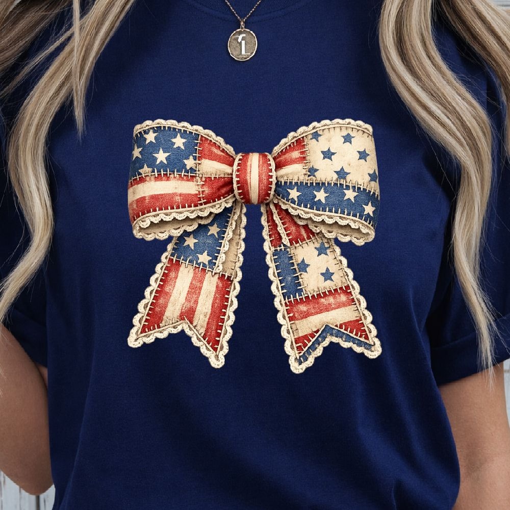 Patriotic Coquette Bow 4th Of July Hair Bow American Flag Hair Accessory 3