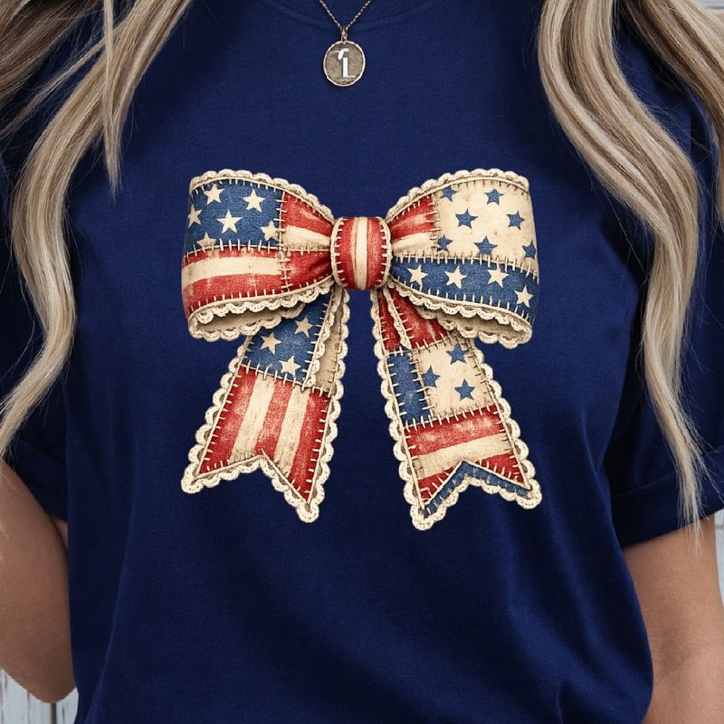 Patriotic Coquette Bow 4th Of July Hair Bow American Flag Hair Accessory 3