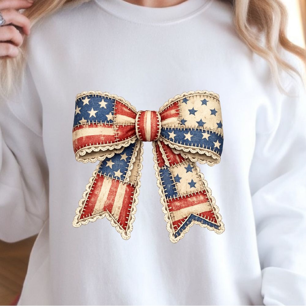 Patriotic Coquette Bow 4th Of July Hair Bow American Flag Hair Accessory 4