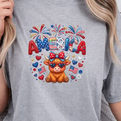 patriotic cow 4th of july glitter graphic tee red white blue cow shirt