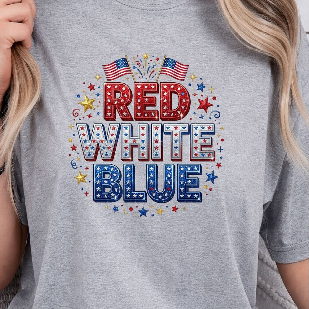 Patriotic Red White Blue 4th Of July American Flag Graphic Tee 1