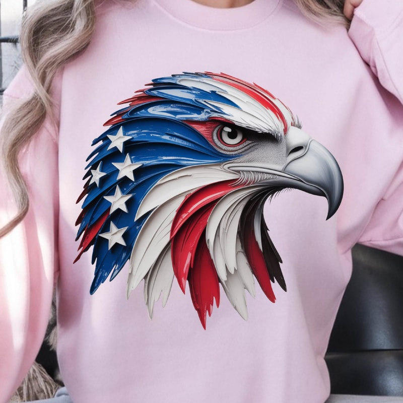 4th Of July Painted USA Flag Eagle Head Graphic Tee 2