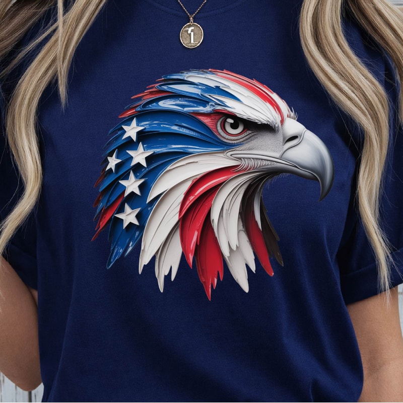 4th Of July Painted USA Flag Eagle Head Graphic Tee 3