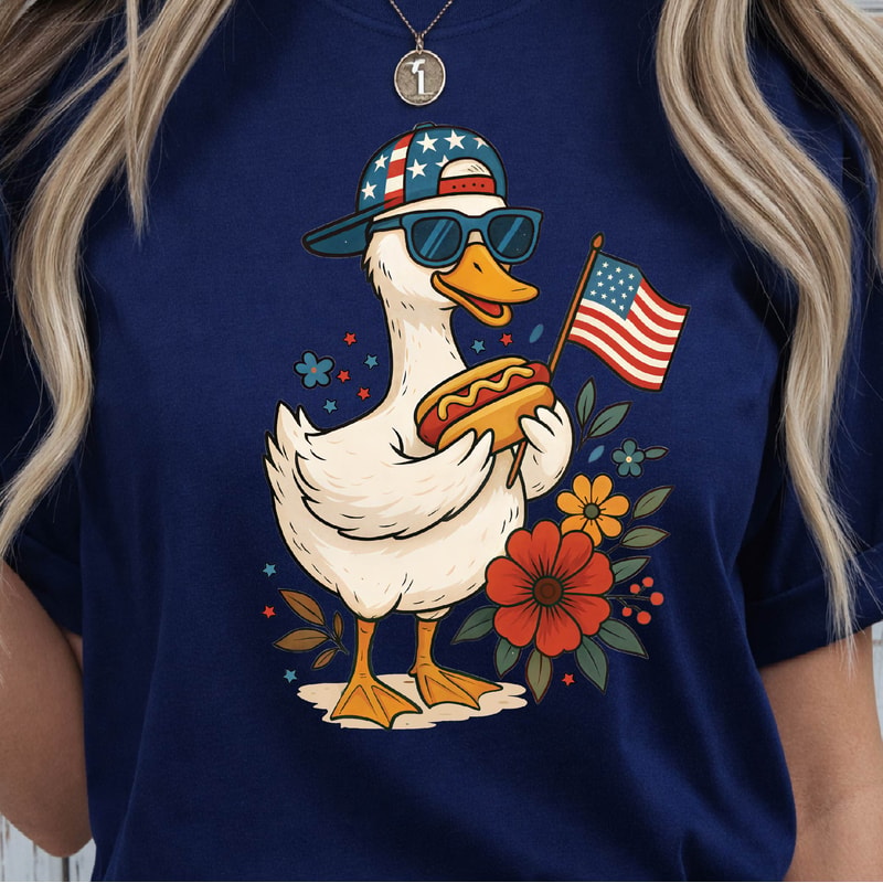 Boy 4th Goose 4th Of July Patriotic Graphic Tee 2