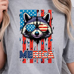 merica raccoon american flag 4th of july graphic tee