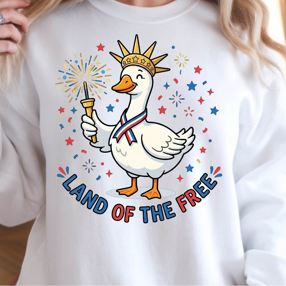 Patriotic Goose Land 4th Of July Graphic Tee 1
