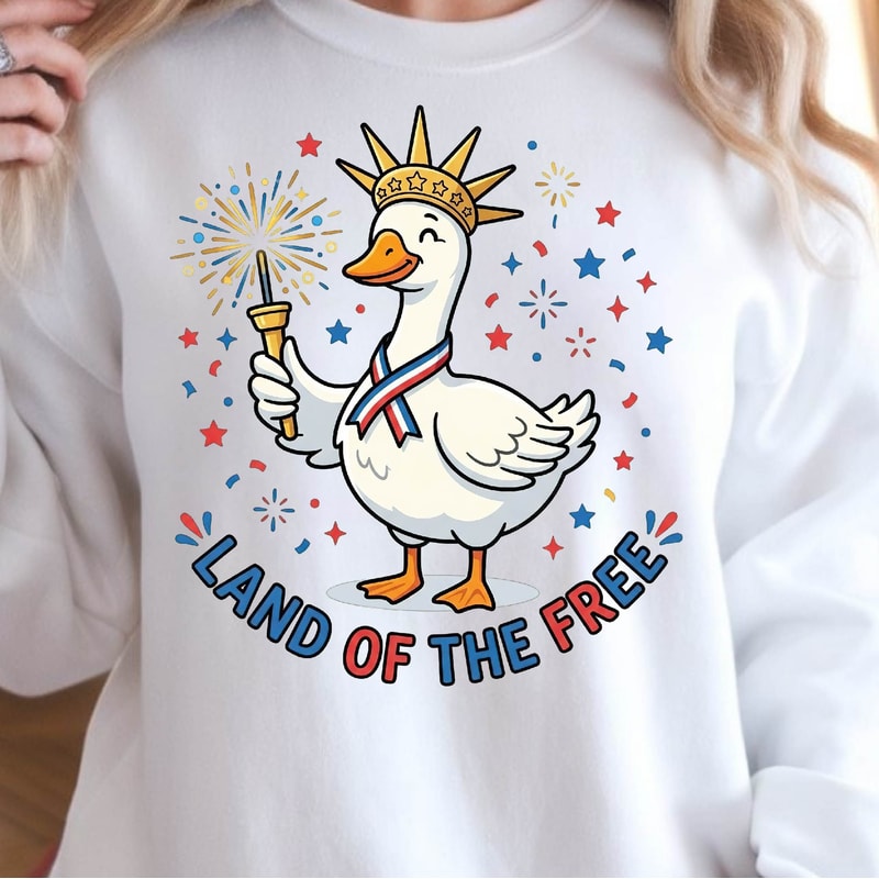 Patriotic Goose Land 4th Of July Graphic Tee 1