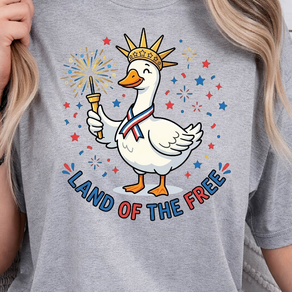 Patriotic Goose Land 4th Of July Graphic Tee 2