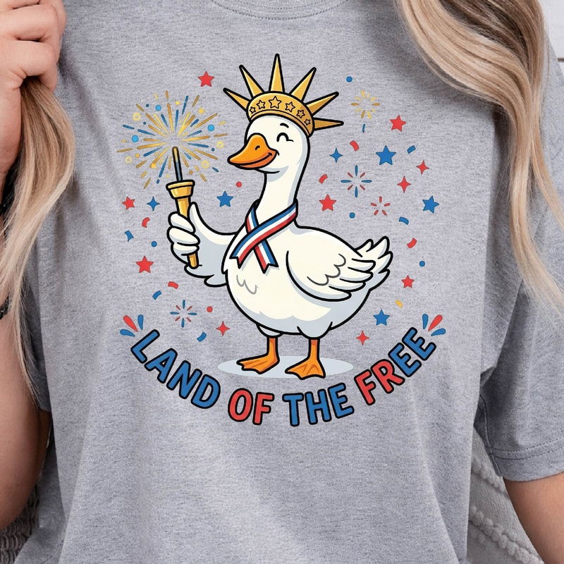 Patriotic Goose Land 4th Of July Graphic Tee 2