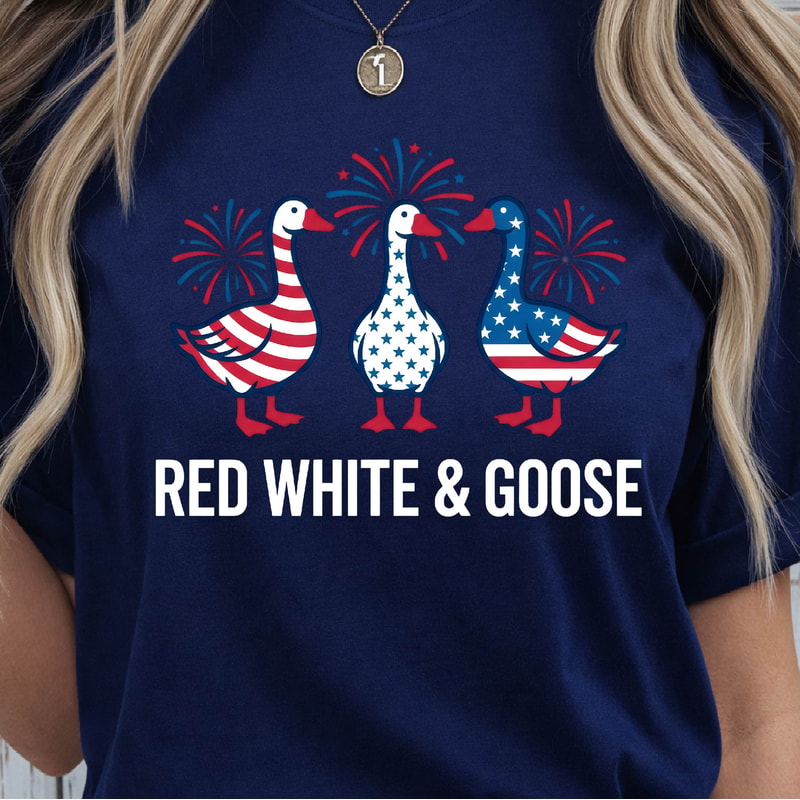 Red White Goose 4th Of July Patriotic Graphic Tee 2