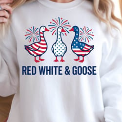 red white & goose 4th of july patriotic graphic tee