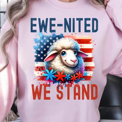 united we stand 4th of july sheep patriotic design – funny american flag animal t-shirt graphic