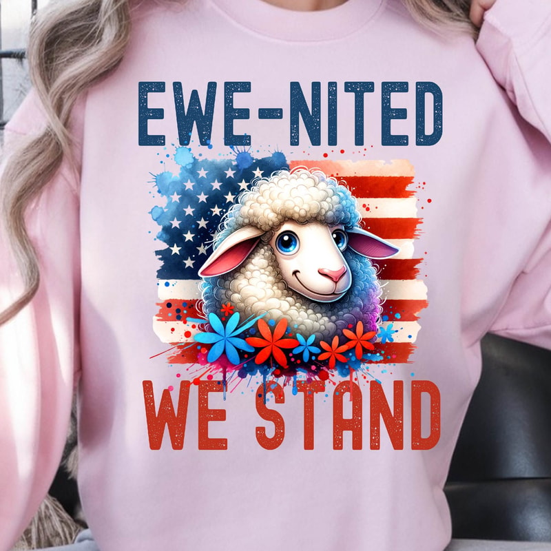 United We Stand 4th Of July PNG Sheep Patriotic Design 0