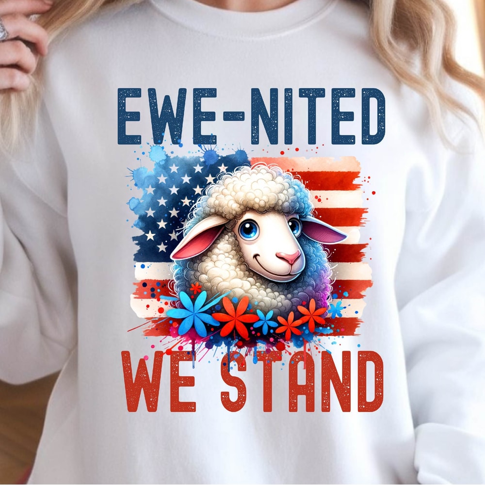 United We Stand 4th Of July PNG Sheep Patriotic Design 2