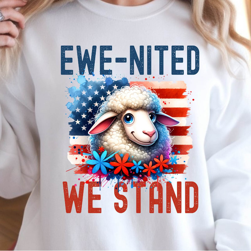 United We Stand 4th Of July PNG Sheep Patriotic Design 2