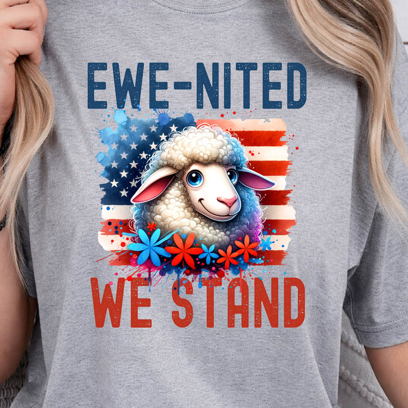 United We Stand 4th Of July PNG Sheep Patriotic Design 3