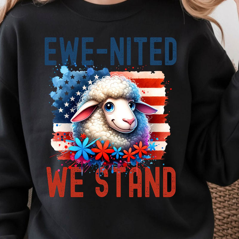 United We Stand 4th Of July PNG Sheep Patriotic Design 4