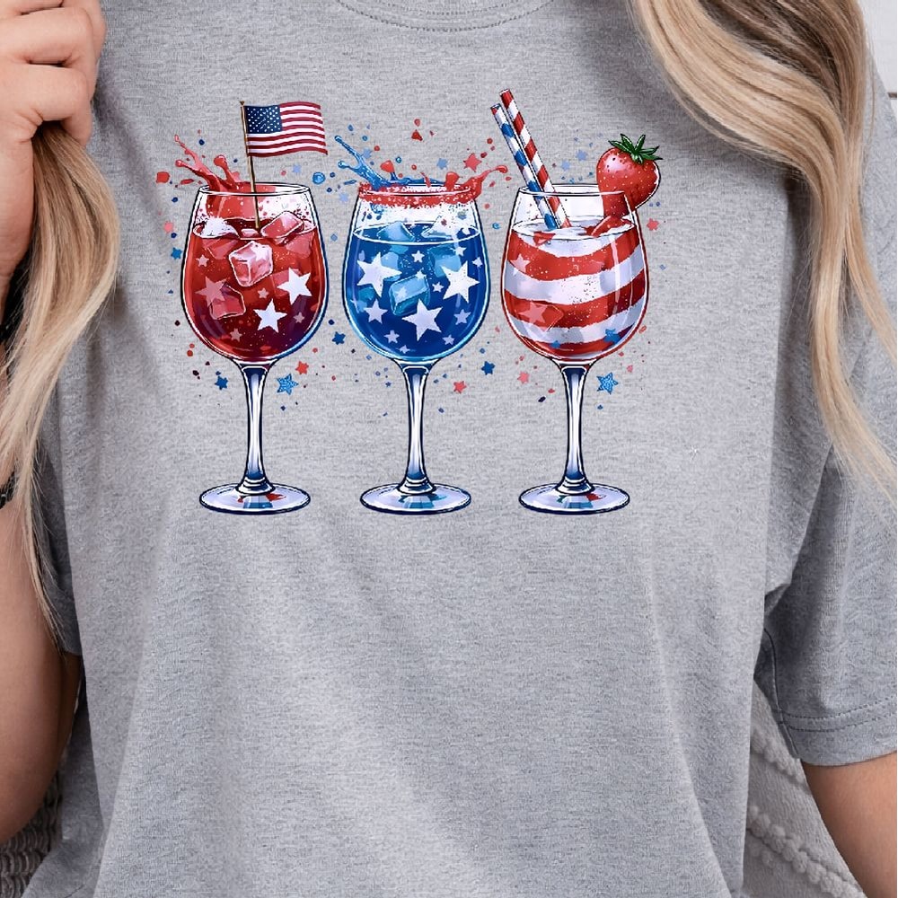 Patriotic 4th Of July Wine Glasses Set American Flag Holiday Drinkware Gift 0