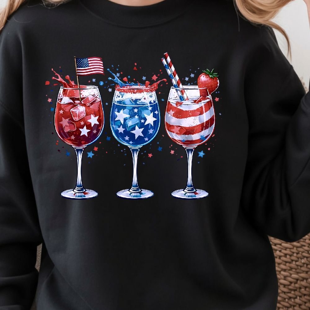 Patriotic 4th Of July Wine Glasses Set American Flag Holiday Drinkware Gift 1