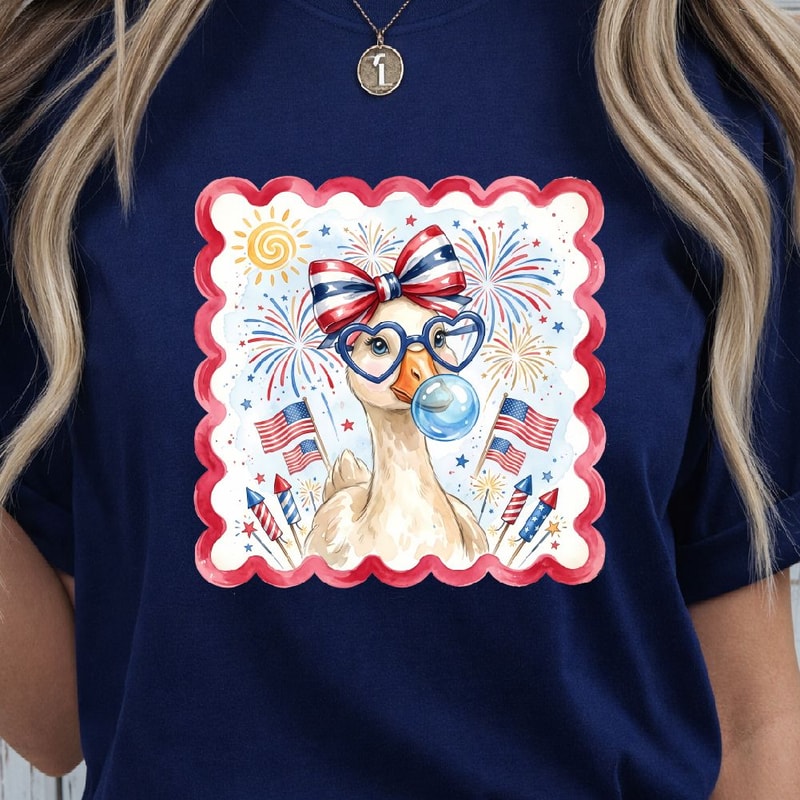 Patriotic Goose Preppy Decor Red White Blue Summer Farmhouse Holiday Ornament 0