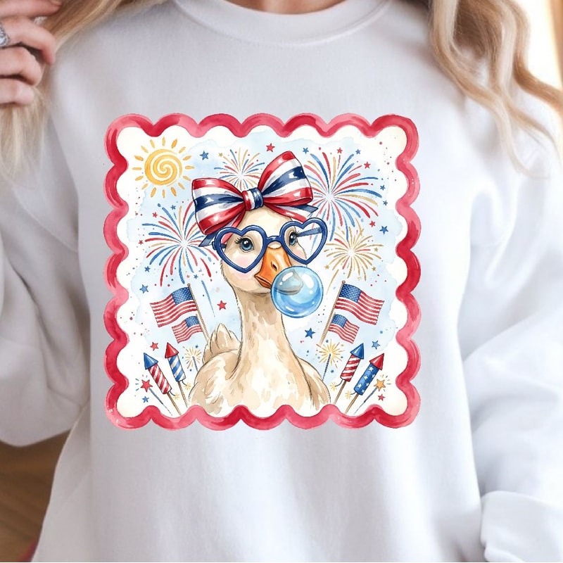 Patriotic Goose Preppy Decor Red White Blue Summer Farmhouse Holiday Ornament 4